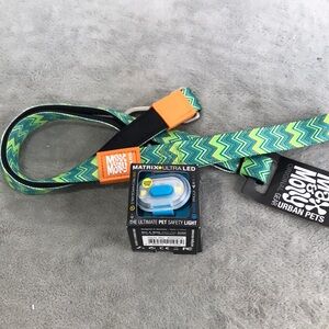 Max & Molly Vintage Pattern Short Leash& Rechargeable LED Collar Light New